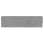 Front view of a textured metal file with diagonal grooves.