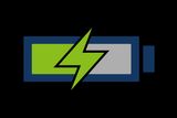 Icon depicting a battery with a lightning bolt, symbolizing power or charging.