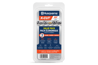 Saw chain X-CUT SP33G Semi chisel PIXEL .325" 1.3 mm - 2 Pack. Front view of Husqvarna X-CUT chainsaw chain value pack, featuring two chains for 20-inch bars.