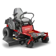 Front view of a RedMax RZT48 ride-on mower with cutting deck.