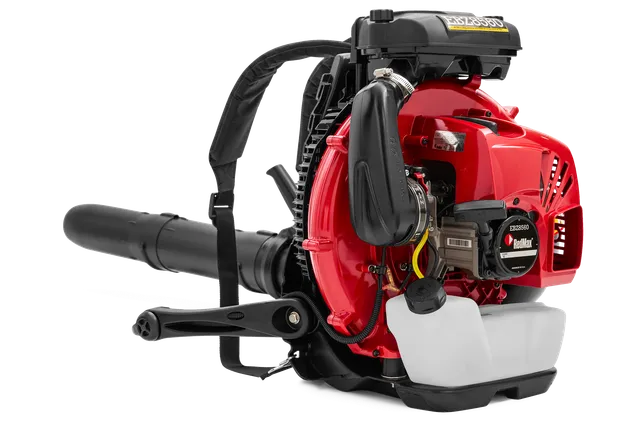 EBZ8560. Side view of a backpack leaf blower with visible engine components.