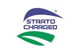 Logo featuring the text 'STRATO CHARGED' with stylized blue and green elements.