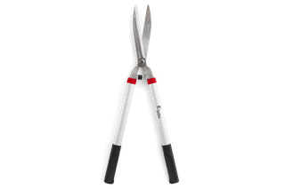 Hedge Shears - Coarse. Front view of a pair of garden hedge shears with ergonomic handles.