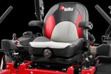 Front view of a RedMax mower seat with adjustable armrests.